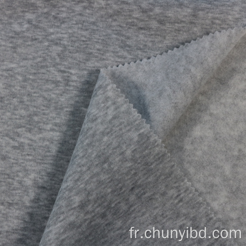 HEATHER GREY 100% polyester un coup de pinceau latéral Tissu en toison en tricot pour le textile de la maison manteau